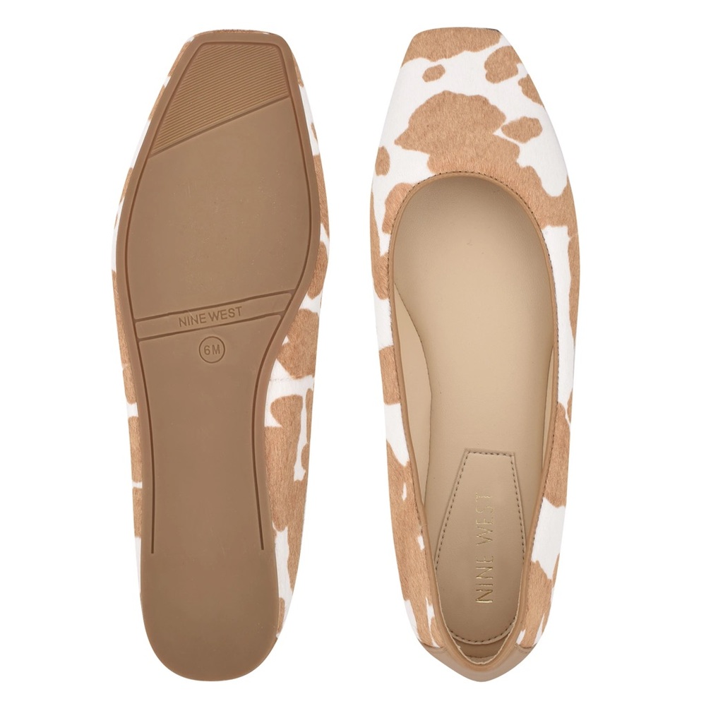 Nine West Alena square toe cow print flat, size 8. Perfect condition.